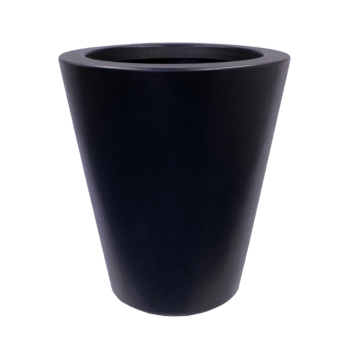 Sklolaminátový květináč - Kuželovitý - Ø 89 x 100 cm - RAL9005 matná (černá) - Se dnem