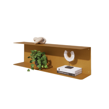 Nástěnná police z oceli - C-tvar - 100 x 20 x 28 cm - Gold