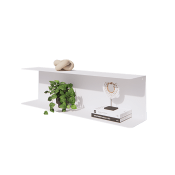 Nástěnná police z oceli - C-tvar - 100 x 20 x 28 cm - RAL9010 matný (bílý)