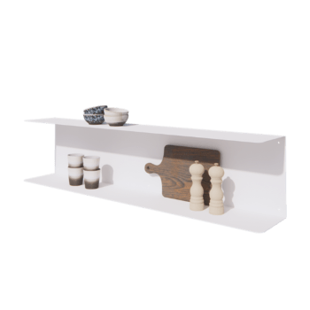 Nástěnná police z oceli - C-tvar - 120 x 20 x 28 cm - RAL9010 matný (bílý)