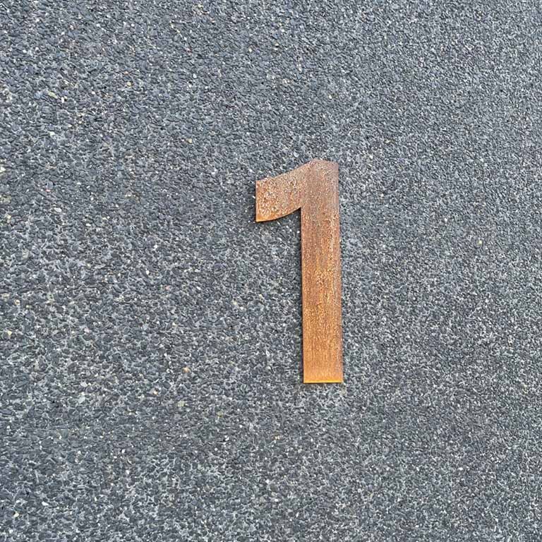 Číslo domu z cortenová ocel 1 - 30 cm