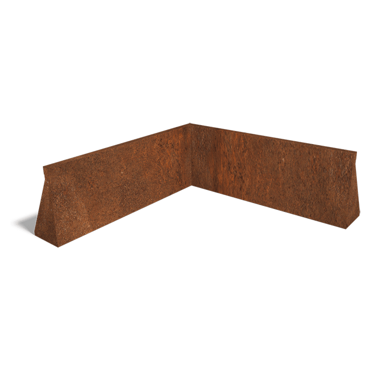 Opěrná zeď vnitřní roh z cortenová ocel 100 x 100 cm (výška 40 cm)