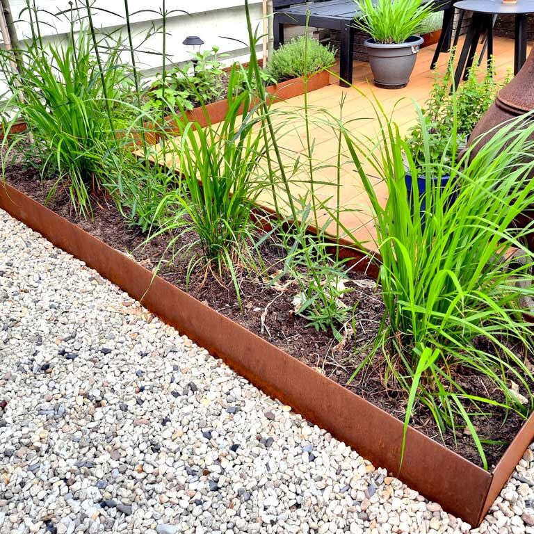 Obrubník zploštělý z cortenové oceli 23 cm (délka 240 cm)