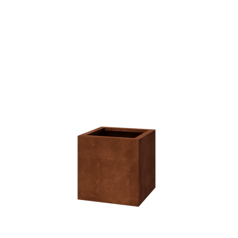 Květináč z cortenové oceli - Čtverec - 50 x 50 x 50 cm - Svařovaný - Se základovou deskou