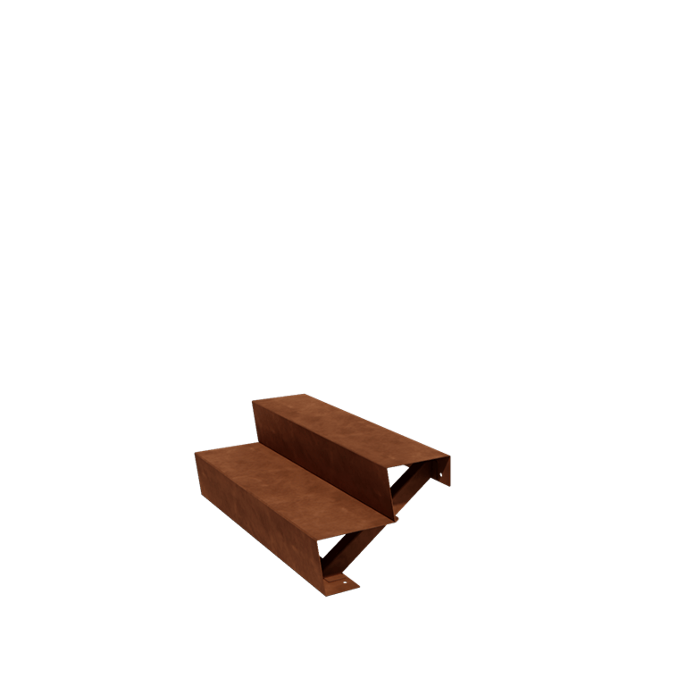 Zahradní schody z cortenu - 2-stupně - 48 x 100 x 34 cm