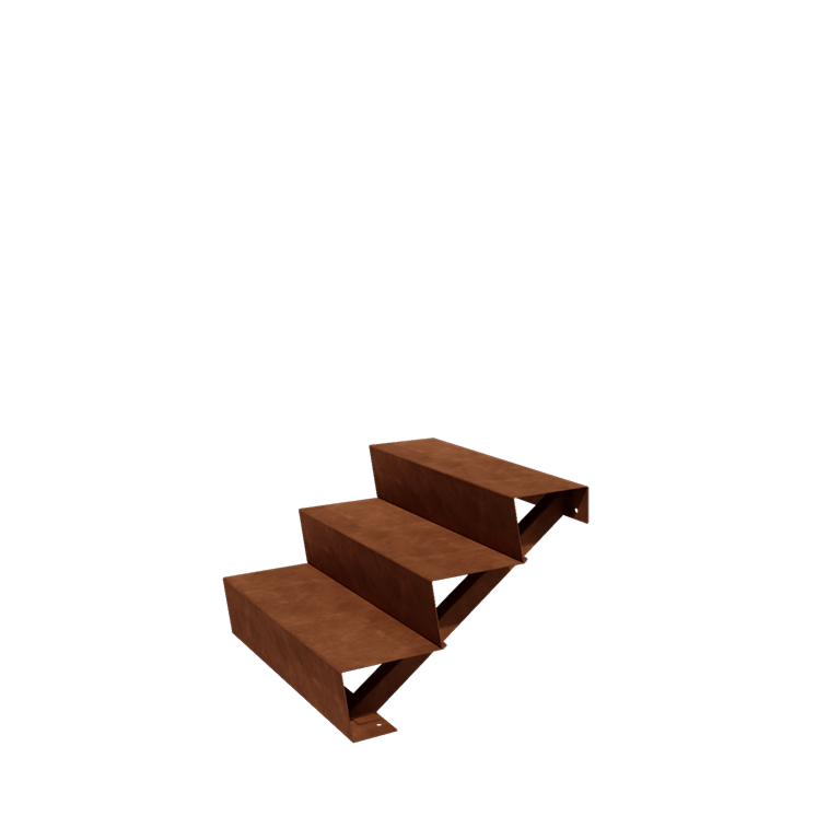 Schodový stupeň z cortenové oceli New York 3 schodů (šířka 80 cm)