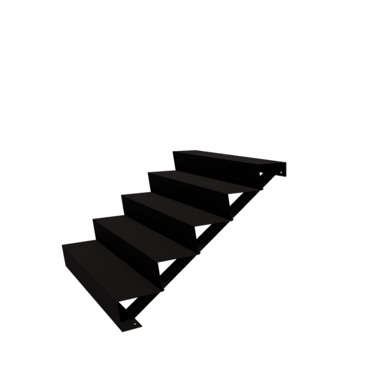 Zahradní schody z oceli - 5-stupňů - 48 x 120 x 85 cm - RAL9005 matný (černý)