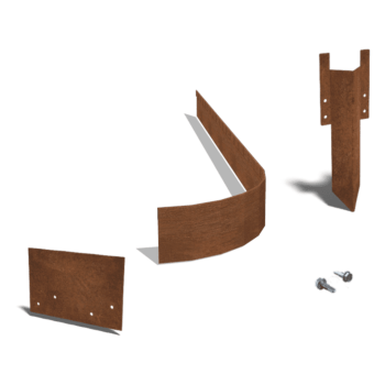 Obrubník zploštělý z cortenové oceli FLEX 13 cm kompletní sada na 15 metrů