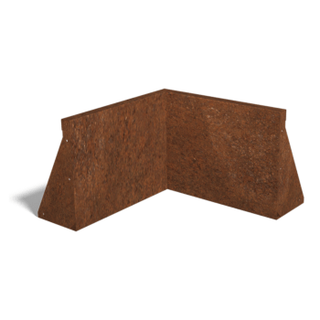 Opěrná zeď vnitřní roh z cortenová ocel 50 x 50 cm (výška 40 cm)