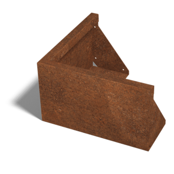 Opěrná zeď vnější roh z cortenová ocel 50 x 50 cm (výška 30 cm)