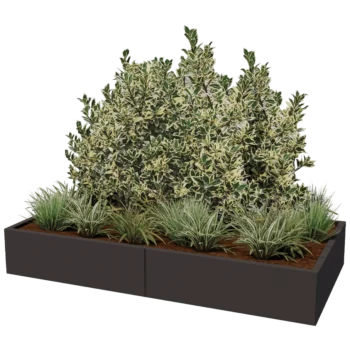 Ocelový květináč XXL - Obdélník - 200 x 100 x 40 cm - jiná barva RAL - Se základovou deskou