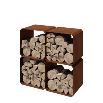 Stojan na dřevo z cortenu - Colorado 4 kusy - 40 x 40 x 40 cm