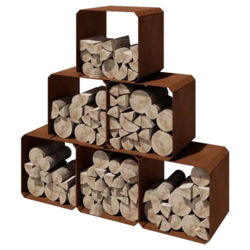 Stojan na dřevo z cortenu - Colorado 6 kusy - 40 x 40 x 40 cm