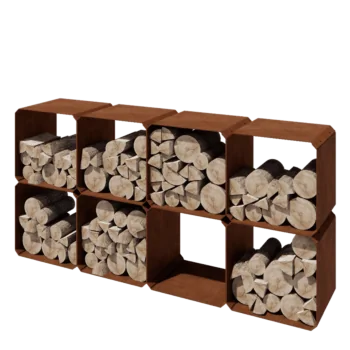 Stojan na dřevo z cortenu - Colorado 8 kusy - 40 x 40 x 40 cm