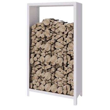 Stojan na dřevo z oceli - Indiana - 100 x 40 x 180 cm - RAL9010 matnýný (bílý)