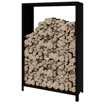 Stojan na dřevo z oceli - Indiana - 120 x 40 x 180 cm - RAL9005 matnýný (černý)