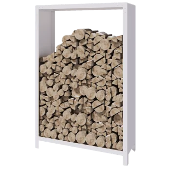 Stojan na dřevo z oceli - Indiana - 120 x 40 x 180 cm - RAL9010 matnýný (bílý)