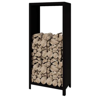 Stojan na dřevo z oceli - Indiana - 80 x 40 x 180 cm - RAL9005 matnýný (černý)