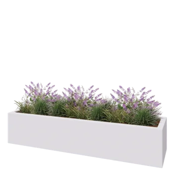 Sklolaminátový květináč - Obdélník - 200 x 50 x 40 cm - RAL9010 matná (bílá) - Se dnem