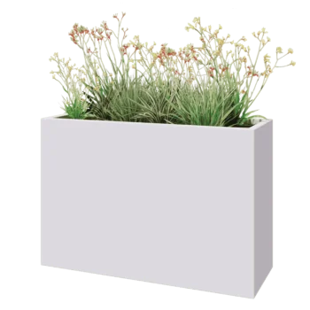 Sklolaminátový květináč - Obdélník - 120 x 40 x 80 cm - RAL9010 matná (bílá) - Se dnem