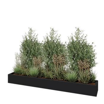 Sklolaminátový květináč - Obdélník - 200 x 30 x 20 cm - RAL 7021 matná (černá šedá) - Se dnem
