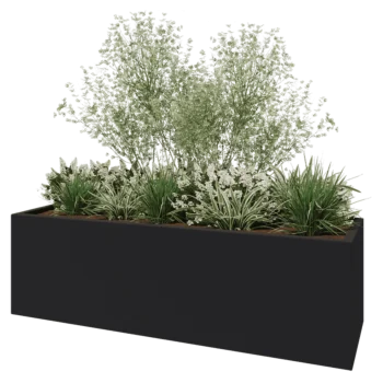 Sklolaminátový květináč - Obdélník - 200 x 60 x 60 cm - RAL 7021 matná (černá šedá) - Se dnem