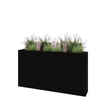 Sklolaminátový květináč - Obdélník - 150 x 25 x 80 cm - RAL9005 matná (černá) - Se dnem