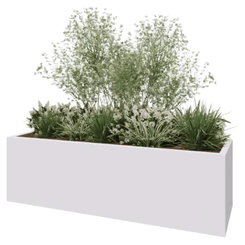 Sklolaminátový květináč - Obdélník - 200 x 60 x 60 cm - RAL9010 matná (bílá) - Se dnem