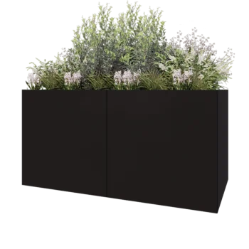 Ocelový květináč XXL - Obdélník - 200 x 100 x 100 cm - RAL9005 matný (černý) - Se základovou deskou