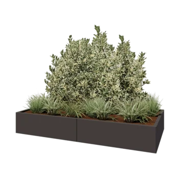 Ocelový květináč XXL - Obdélník - 200 x 100 x 30 cm - RAL7016 matný (antracitově šedá) - Bez základové desky