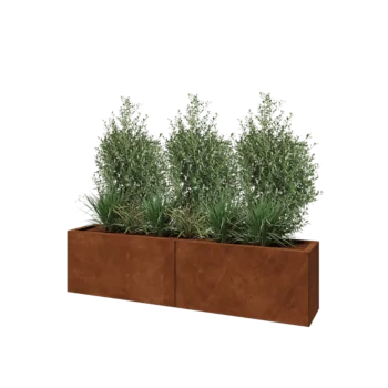Květináč z cortenové oceli XXL - Obdélník - 160 x 30 x 40 cm - Se základovou deskou