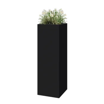 Sklolaminátový květináč - Čtverec - 40 x 40 x 120 cm - RAL 7021 matná (černá šedá) - Se dnem