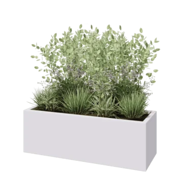 Sklolaminátový květináč - Obdélník - 120 x 40 x 40 cm - RAL9010 matná (bílá) - Se dnem