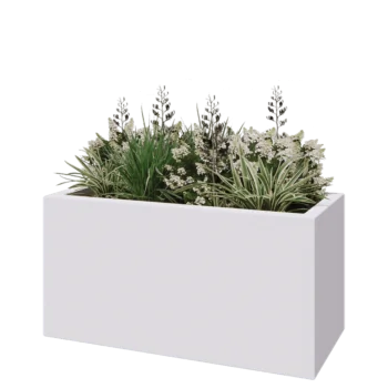 Sklolaminátový květináč - Obdélník - 120 x 50 x 40 cm - RAL9010 matná (bílá) - Se dnem