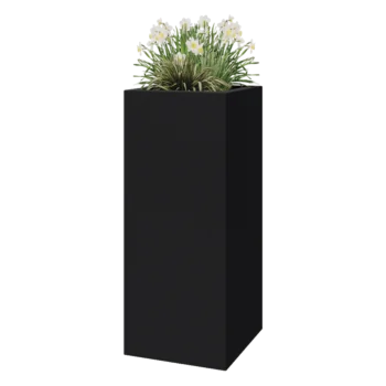 Sklolaminátový květináč - Čtverec - 50 x 50 x 120 cm - RAL 7021 matná (černá šedá) - Se dnem