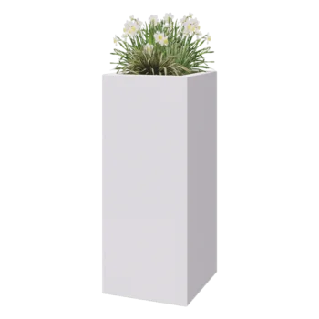 Sklolaminátový květináč - Čtverec - 50 x 50 x 120 cm - RAL9010 matná (bílá) - Se dnem