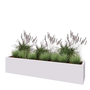 Sklolaminátový květináč - Obdélník - 200 x 40 x 40 cm - RAL9010 matná (bílá) - Se dnem