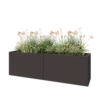 Ocelový květináč XXL - Obdélník - 200 x 50 x 60 cm - RAL7016 matný (antracitově šedá) - Se základovou deskou