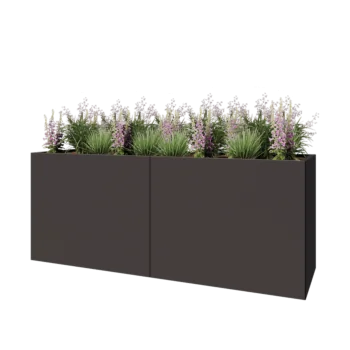 Ocelový květináč XXL - Obdélník - 200 x 60 x 80 cm - RAL7016 matný (antracitově šedá) - Se základovou deskou