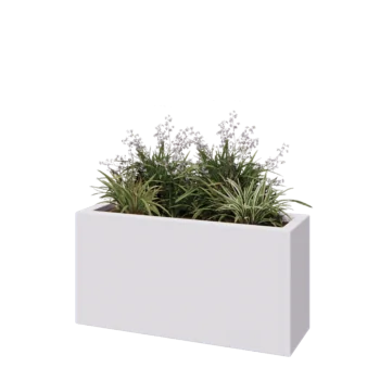 Sklolaminátový květináč - Obdélník - 100 x 30 x 50 cm - RAL9010 matná (bílá) - Se dnem
