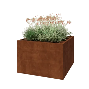 Květináč z cortenové oceli - Čtverec - 120 x 120 x 80 cm - Se základovou deskou
