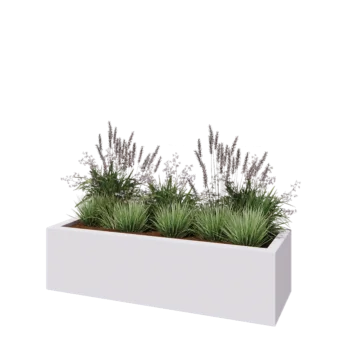 Sklolaminátový květináč - Obdélník - 150 x 50 x 40 cm - RAL9010 matná (bílá) - Se dnem