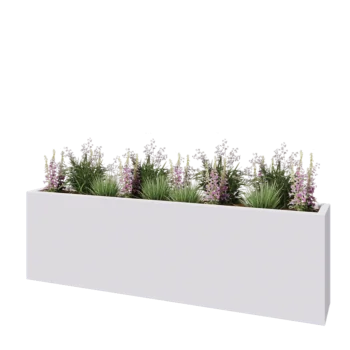 Sklolaminátový květináč - Obdélník - 200 x 30 x 60 cm - RAL9010 matná (bílá) - Se dnem