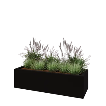 Sklolaminátový květináč - Obdélník - 150 x 50 x 40 cm - RAL9005 matná (černá) - Se dnem
