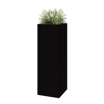 Sklolaminátový květináč - Čtverec - 40 x 40 x 120 cm - RAL9005 matná (černá) - Se dnem