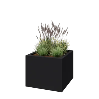 Sklolaminátový květináč - Čtverec - 100 x 100 x 80 cm - RAL 7021 matná (černá šedá) - Se dnem