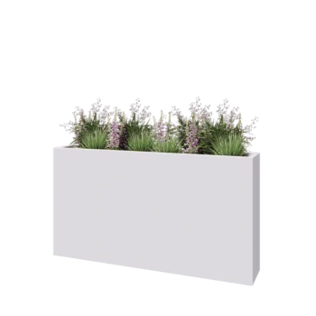 Sklolaminátový květináč - Obdélník - 150 x 25 x 80 cm - RAL9010 matná (bílá) - Se dnem