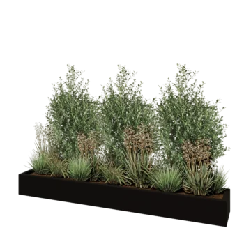 Sklolaminátový květináč - Obdélník - 200 x 30 x 20 cm - RAL9005 matná (černá) - Se dnem