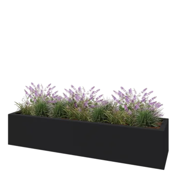 Sklolaminátový květináč - Obdélník - 200 x 50 x 40 cm - RAL 7021 matná (černá šedá) - Se dnem