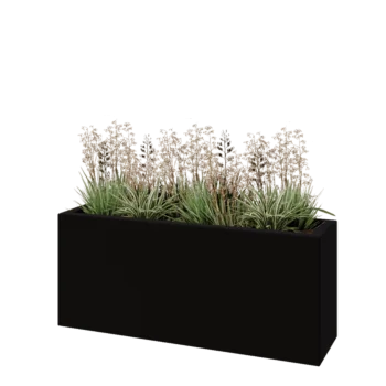 Sklolaminátový květináč - Obdélník - 120 x 30 x 50 cm - RAL9005 matná (černá) - Se dnem